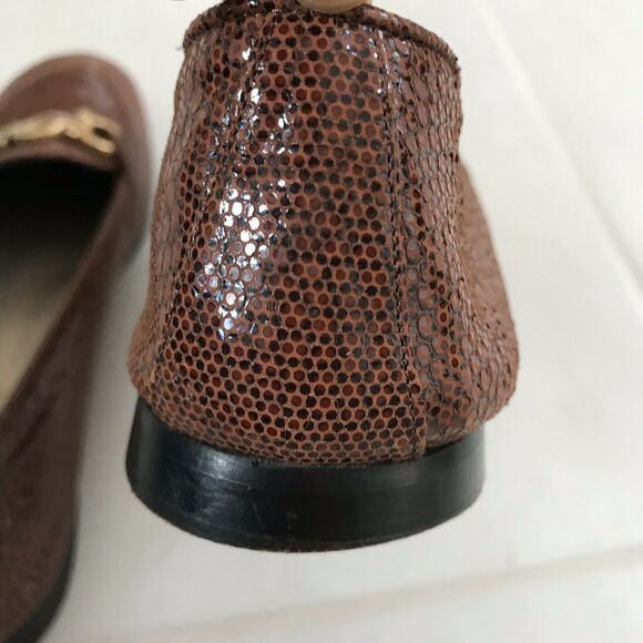 Joan & David Gold Hardware Buckle Leather Loafers Flats - Picture 9 of 10